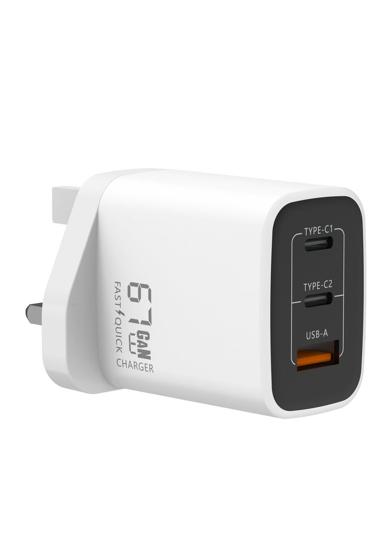 اى او سويت شاحن جداري iOsuite بقوة 67 واط بتقنية GaN، 3 منافذ (USB-C وUSB-A) شحن سريع QC مع كابل Type-C مجاني، شاحن منزلي مدمج متوافق مع ماك بوك، آيباد، آيفون 16/15، سامسونج جالاكسي، اللابتوبات والأجهزة اللوحية – RY-U67-ACC - Image 1
